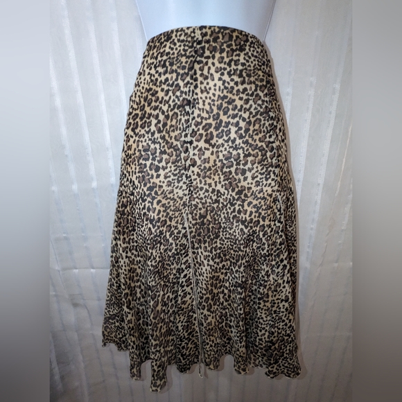 DANA BUCHMAN Skirt 100% Silk Leopard Print Skirt size 4 - Picture 1 of 17